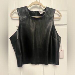 Good American Vegan Leather Crop Shell